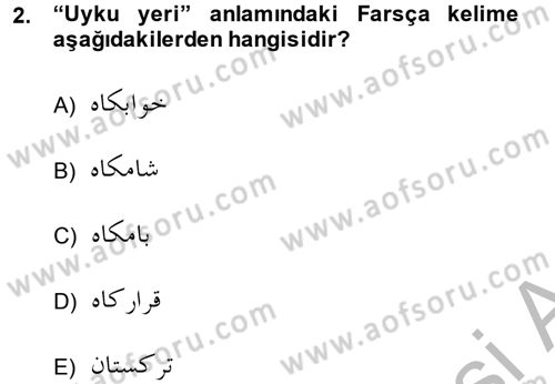 Osmanlı Türkçesi Grameri 2 Dersi 2013 - 2014 Yılı (Final) Dönem Sonu Sınav Soruları 2. Soru