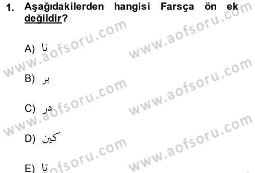 Osmanlı Türkçesi Grameri 2 Dersi 2014 - 2015 Yılı (Vize) Ara Sınav Soruları 1. Soru