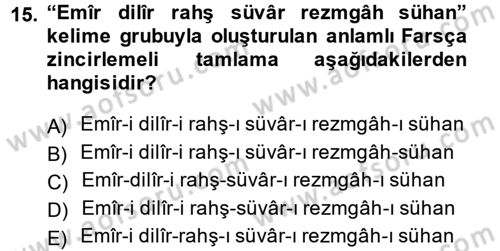 Osmanlı Türkçesi Grameri 2 Dersi 2014 - 2015 Yılı (Vize) Ara Sınav Soruları 15. Soru