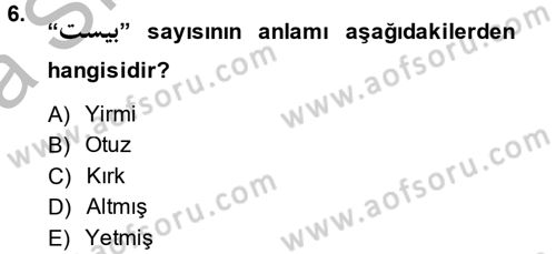 Osmanlı Türkçesi Grameri 2 Dersi 2014 - 2015 Yılı (Vize) Ara Sınav Soruları 6. Soru