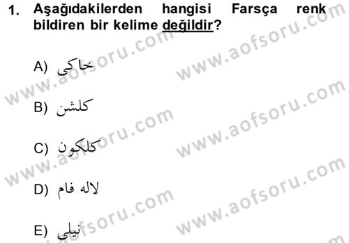 Osmanlı Türkçesi Grameri 2 Dersi 2014 - 2015 Yılı (Final) Dönem Sonu Sınav Soruları 1. Soru