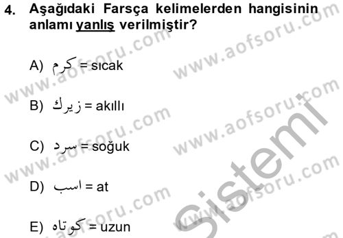 Osmanlı Türkçesi Grameri 2 Dersi 2014 - 2015 Yılı (Final) Dönem Sonu Sınav Soruları 4. Soru