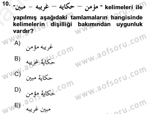Osmanlı Türkçesi Grameri 2 Dersi 2015 - 2016 Yılı (Vize) Ara Sınav Soruları 10. Soru