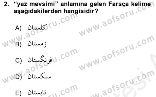 Osmanlı Türkçesi Grameri 2 Dersi 2015 - 2016 Yılı (Vize) Ara Sınav Soruları 2. Soru