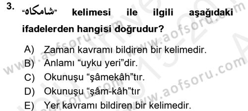 Osmanlı Türkçesi Grameri 2 Dersi 2015 - 2016 Yılı (Vize) Ara Sınav Soruları 3. Soru