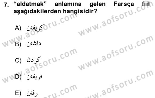 Osmanlı Türkçesi Grameri 2 Dersi 2015 - 2016 Yılı (Vize) Ara Sınav Soruları 7. Soru