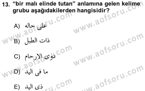Osmanlı Türkçesi Grameri 2 Dersi 2015 - 2016 Yılı (Final) Dönem Sonu Sınav Soruları 13. Soru
