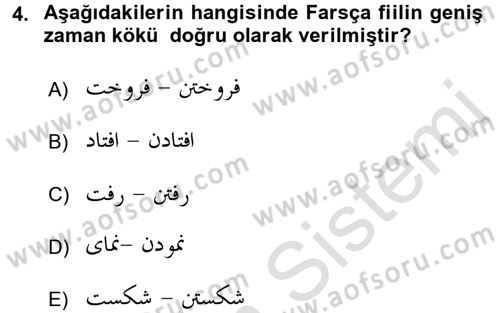 Osmanlı Türkçesi Grameri 2 Dersi 2015 - 2016 Yılı (Final) Dönem Sonu Sınav Soruları 4. Soru