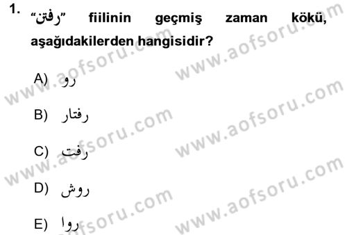 Osmanlı Türkçesi Grameri 2 Dersi 2016 - 2017 Yılı (Vize) Ara Sınav Soruları 1. Soru