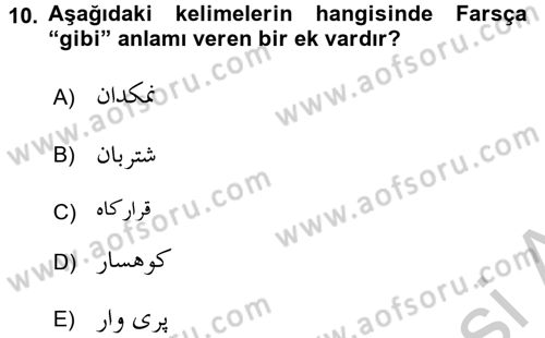 Osmanlı Türkçesi Grameri 2 Dersi 2016 - 2017 Yılı (Vize) Ara Sınav Soruları 10. Soru