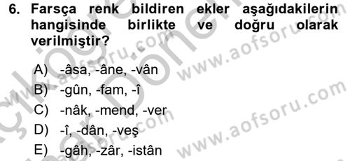 Osmanlı Türkçesi Grameri 2 Dersi 2016 - 2017 Yılı (Vize) Ara Sınav Soruları 6. Soru