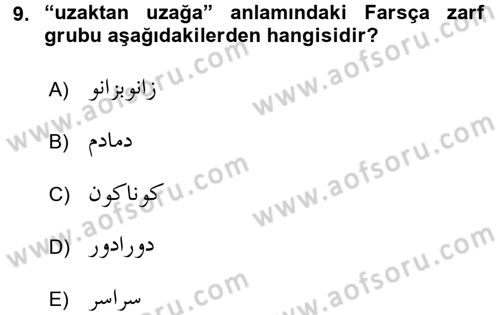 Osmanlı Türkçesi Grameri 2 Dersi 2016 - 2017 Yılı (Vize) Ara Sınav Soruları 9. Soru