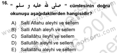 Osmanlı Türkçesi Grameri 2 Dersi 2016 - 2017 Yılı (Final) Dönem Sonu Sınav Soruları 16. Soru