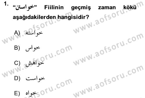 Osmanlı Türkçesi Grameri 2 Dersi 2017 - 2018 Yılı (Vize) Ara Sınav Soruları 1. Soru