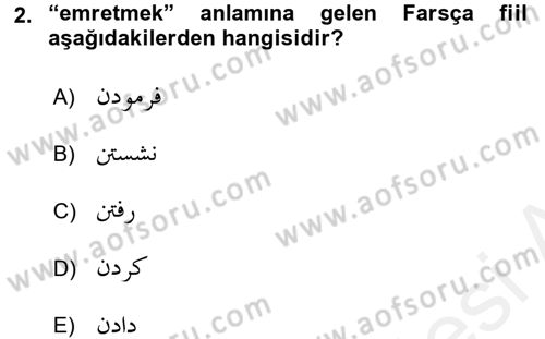 Osmanlı Türkçesi Grameri 2 Dersi 2017 - 2018 Yılı (Vize) Ara Sınav Soruları 2. Soru