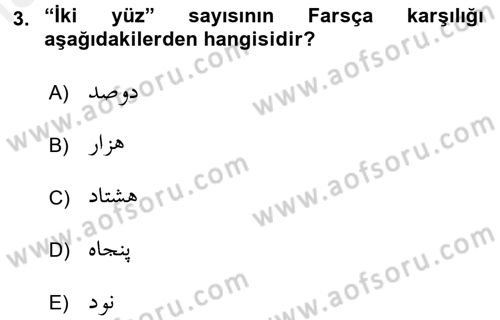 Osmanlı Türkçesi Grameri 2 Dersi 2017 - 2018 Yılı (Final) Dönem Sonu Sınav Soruları 3. Soru