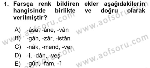 Osmanlı Türkçesi Grameri 2 Dersi 2018 - 2019 Yılı 3 Ders Sınav Soruları 1. Soru