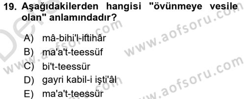 Osmanlı Türkçesi Grameri 2 Dersi 2018 - 2019 Yılı 3 Ders Sınav Soruları 19. Soru