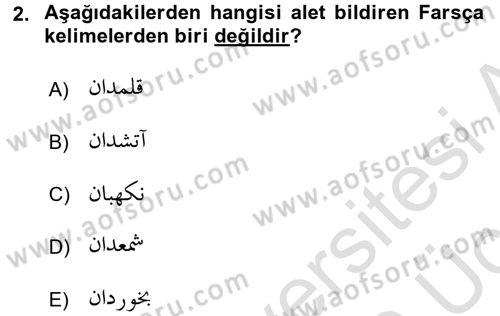 Osmanlı Türkçesi Grameri 2 Dersi 2018 - 2019 Yılı 3 Ders Sınav Soruları 2. Soru