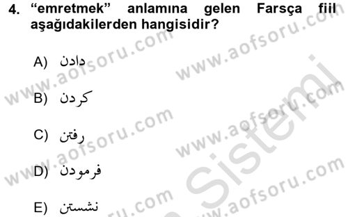 Osmanlı Türkçesi Grameri 2 Dersi 2018 - 2019 Yılı 3 Ders Sınav Soruları 4. Soru
