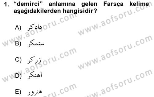 Osmanlı Türkçesi Grameri 2 Dersi 2018 - 2019 Yılı (Vize) Ara Sınav Soruları 1. Soru