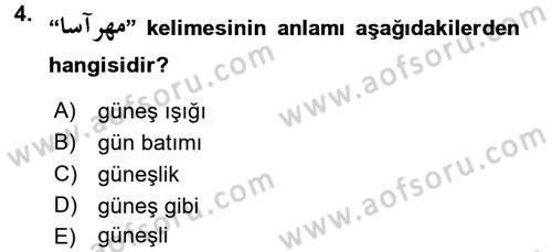Osmanlı Türkçesi Grameri 2 Dersi 2018 - 2019 Yılı (Vize) Ara Sınav Soruları 4. Soru