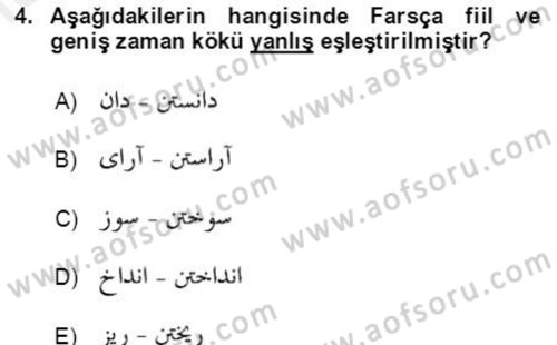 Osmanlı Türkçesi Grameri 2 Dersi 2018 - 2019 Yılı (Final) Dönem Sonu Sınav Soruları 4. Soru