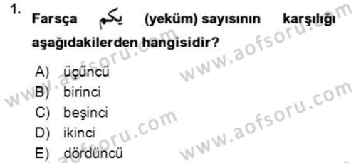 Osmanlı Türkçesi Grameri 2 Dersi 2020 - 2021 Yılı Yaz Okulu Sınav Soruları 1. Soru