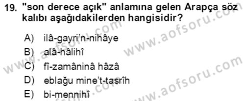 Osmanlı Türkçesi Grameri 2 Dersi 2020 - 2021 Yılı Yaz Okulu Sınav Soruları 19. Soru