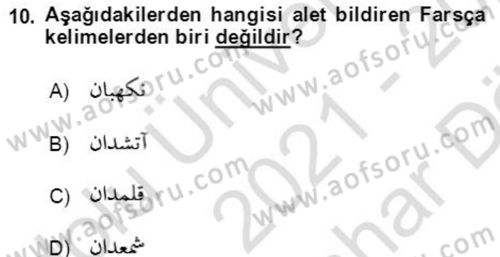 Osmanlı Türkçesi Grameri 2 Dersi 2021 - 2022 Yılı (Vize) Ara Sınav Soruları 10. Soru