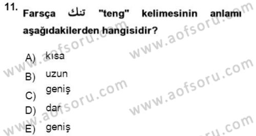 Osmanlı Türkçesi Grameri 2 Dersi 2021 - 2022 Yılı (Vize) Ara Sınav Soruları 11. Soru