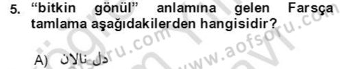 Osmanlı Türkçesi Grameri 2 Dersi 2021 - 2022 Yılı (Vize) Ara Sınav Soruları 5. Soru