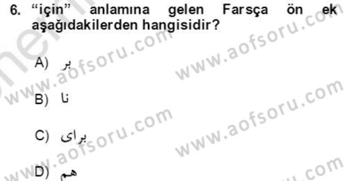 Osmanlı Türkçesi Grameri 2 Dersi 2021 - 2022 Yılı (Vize) Ara Sınav Soruları 6. Soru