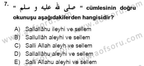 Osmanlı Türkçesi Grameri 2 Dersi 2021 - 2022 Yılı Yaz Okulu Sınav Soruları 7. Soru