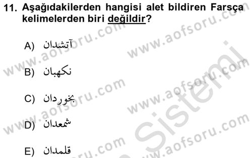Osmanlı Türkçesi Grameri 2 Dersi 2022 - 2023 Yılı Yaz Okulu Sınav Soruları 11. Soru