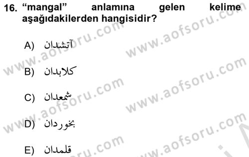 Osmanlı Türkçesi Grameri 2 Dersi 2022 - 2023 Yılı Yaz Okulu Sınav Soruları 16. Soru