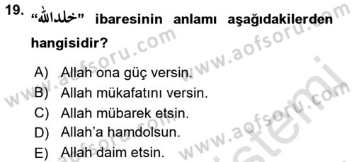 Osmanlı Türkçesi Grameri 2 Dersi 2022 - 2023 Yılı Yaz Okulu Sınav Soruları 19. Soru