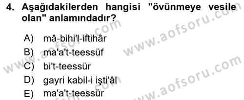 Osmanlı Türkçesi Grameri 2 Dersi 2022 - 2023 Yılı Yaz Okulu Sınav Soruları 4. Soru