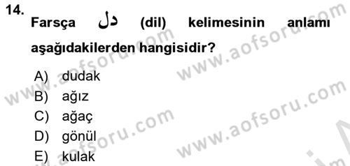 Osmanlı Türkçesi Grameri 2 Dersi 2023 - 2024 Yılı (Vize) Ara Sınav Soruları 14. Soru