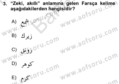Osmanlı Türkçesi Grameri 2 Dersi 2023 - 2024 Yılı (Final) Dönem Sonu Sınav Soruları 3. Soru