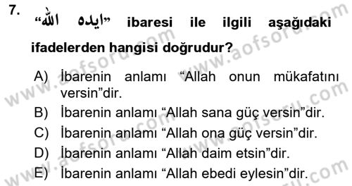 Osmanlı Türkçesi Grameri 2 Dersi 2023 - 2024 Yılı (Final) Dönem Sonu Sınav Soruları 7. Soru