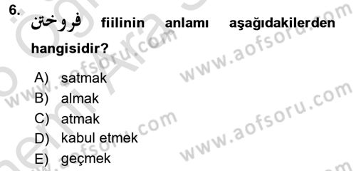 Osmanlı Türkçesi Grameri 2 Dersi 2024 - 2025 Yılı (Vize) Ara Sınav Soruları 6. Soru