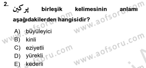 Osmanlı Türkçesi Grameri 2 Dersi 2024 - 2025 Yılı (Final) Dönem Sonu Sınav Soruları 2. Soru