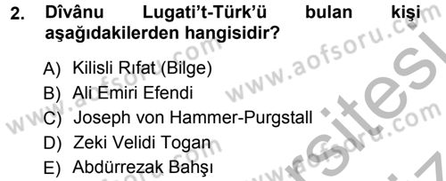 XI-XIII. Yüzyıllar Türk Dili Dersi Ara Sınavı Deneme Sınav Soruları 2. Soru