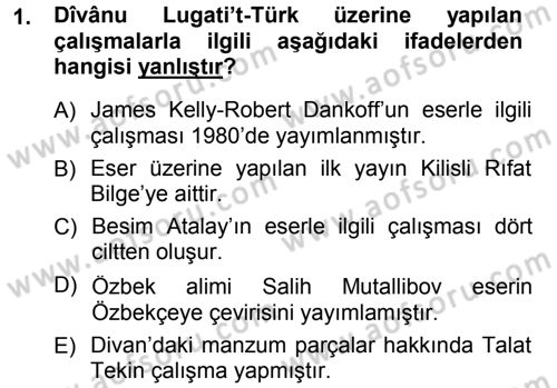 XI-XIII. Yüzyıllar Türk Dili Dersi 2012 - 2013 Yılı (Final) Dönem Sonu Sınav Soruları 1. Soru