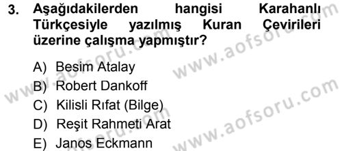 XI-XIII. Yüzyıllar Türk Dili Dersi 2012 - 2013 Yılı (Final) Dönem Sonu Sınav Soruları 3. Soru