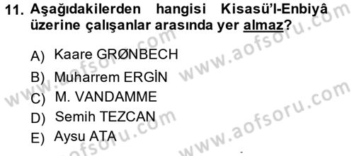 XI-XIII. Yüzyıllar Türk Dili Dersi 2013 - 2014 Yılı Tek Ders Sınav Soruları 11. Soru