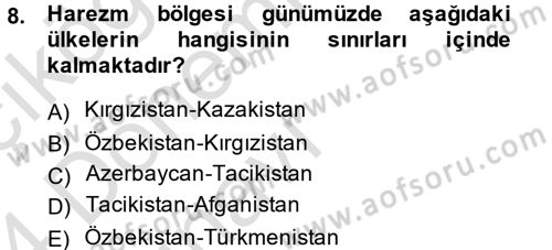 XI-XIII. Yüzyıllar Türk Dili Dersi 2013 - 2014 Yılı Tek Ders Sınav Soruları 8. Soru