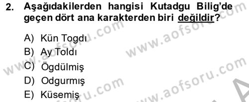 XI-XIII. Yüzyıllar Türk Dili Dersi 2014 - 2015 Yılı (Final) Dönem Sonu Sınav Soruları 2. Soru