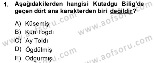 XI-XIII. Yüzyıllar Türk Dili Dersi 2014 - 2015 Yılı Tek Ders Sınav Soruları 1. Soru